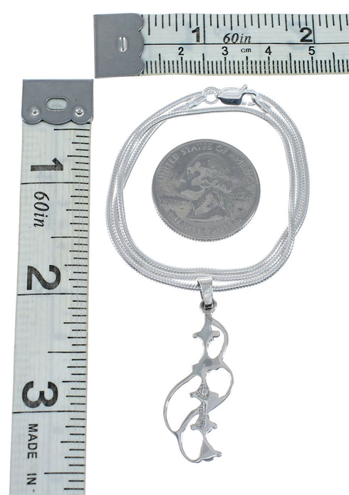 Native American Turquoise And Sterling Silver Pendant Necklace SN20491