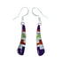 Southwest Multicolor Inlay Sterling Silver Hook Dangle Earrings SX10170