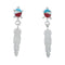 Multicolor Turtle And Feather Sterling Silver Post Dangle Earrings SX10167