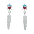 Multicolor Turtle And Feather Sterling Silver Post Dangle Earrings SX10167