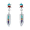 Turtle And Feather Multicolor Inlay Sterling Silver Post Dangle Earrings SX10168