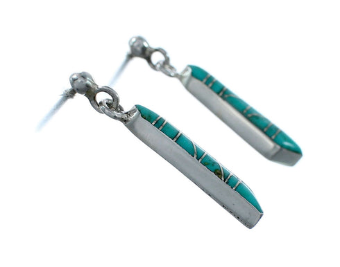 Southwest Turquoise And Sterling Silver Post Dangle Earrings SX10173