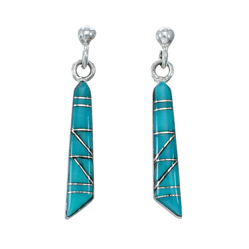 Southwest Turquoise And Sterling Silver Post Dangle Earrings SX10174