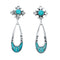 Genuine Turquoise Inlay Sterling Silver Post Dangle Earrings SX10172