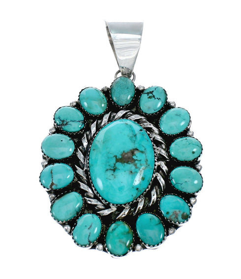 Native American Turquoise Sterling Silver Navajo Necklace SX10157