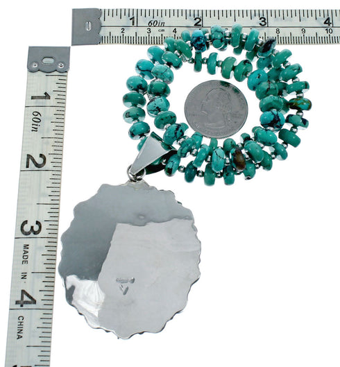 Native American Turquoise Sterling Silver Navajo Necklace SX10157