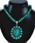 Sterling Silver Navajo Native American Turquoise Necklace Pendant Set SX10159