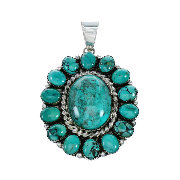 Native American Turquoise Multi-Stone Sterling Silver Pendant SX10161