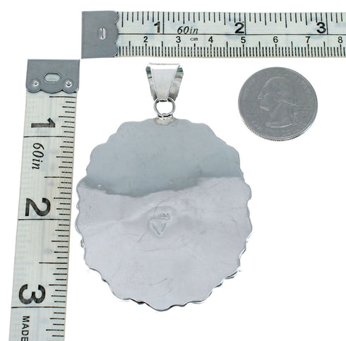 Genuine Native American Turquoise Multi-Stone Sterling Silver Pendant SX10162