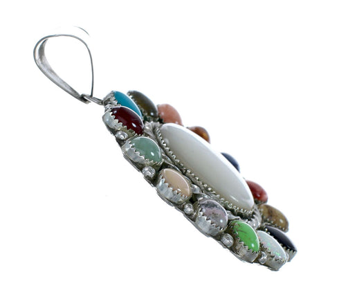 Native American Sterling Silver Mother Of Pearl Navajo Treasure Pendant SX10180