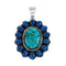 Native American Sterling Silver Turquoise Lapis Navajo Pendant SX10181