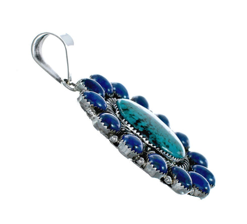 Native American Sterling Silver Turquoise Lapis Navajo Pendant SX10181