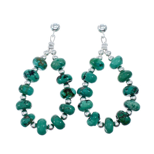 Navajo Indian Turquoise Sterling Silver Bead Post Dangle Earrings SX10192