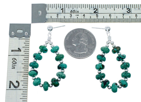 Navajo Indian Turquoise Sterling Silver Bead Post Dangle Earrings SX10192