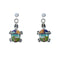 Multicolor Inlay Sterling Silver Turtle Post Dangle Earrings SX10196