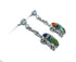 Multicolor Inlay Sterling Silver Turtle Post Dangle Earrings SX10196
