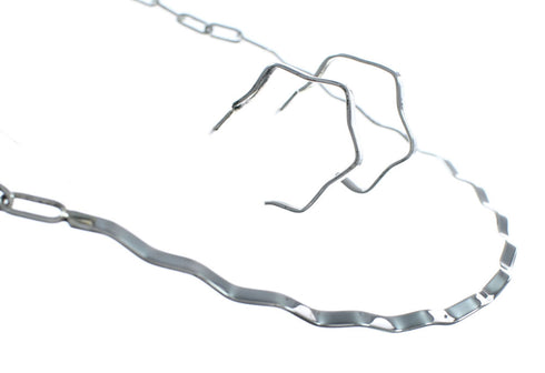 Native American Navajo Sterling Silver Link Necklace Earrings Set SX10198