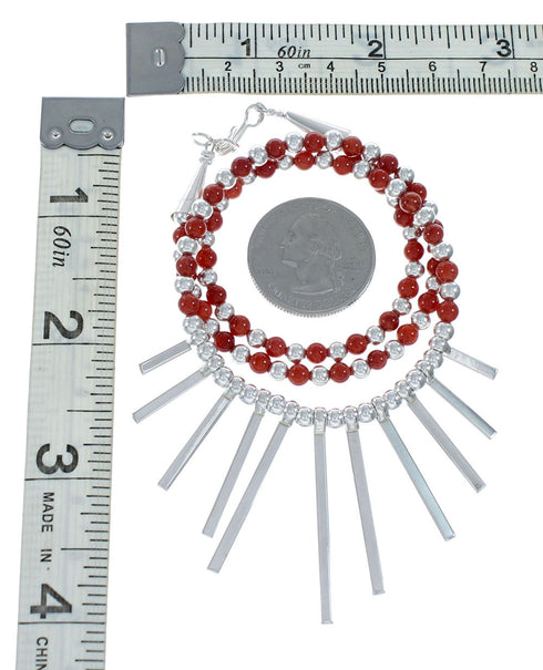 Coral Sterling Silver American Indian Navajo Bead Necklace SX10200