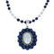Navajo Lapis Mother Of Pearl Sterling Silver Necklace SX10185