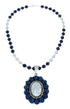 Navajo Lapis Mother Of Pearl Sterling Silver Necklace SX10185