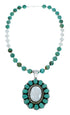 Navajo Turquoise Mother Of Pearl Sterling Silver Necklace SX10184