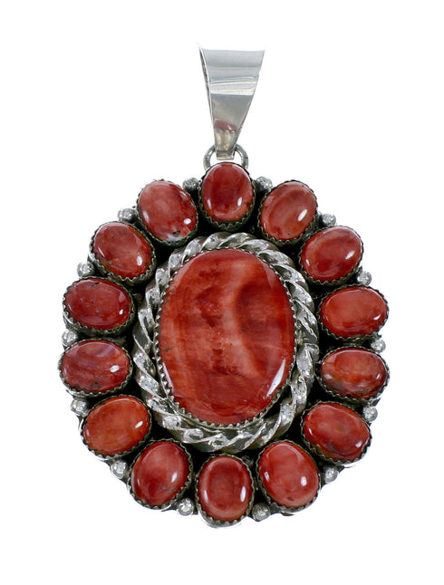 Native American Navajo Oyster Shell Bead Sterling Silver Necklace Pendant Set SX10183