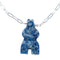 Sterling Silver Denim Lapis Bear Southwestern Bead Link Necklace SX10356