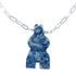 Sterling Silver Denim Lapis Bear Southwestern Bead Link Necklace SX10356