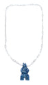Sterling Silver Denim Lapis Bear Southwestern Bead Link Necklace SX10356