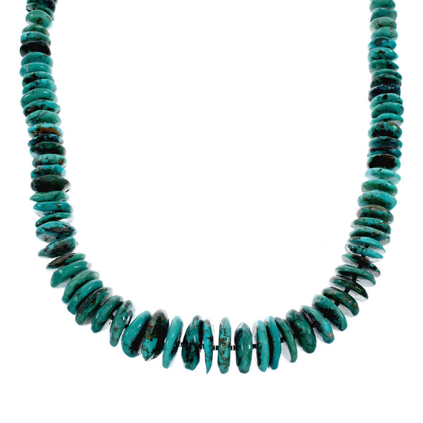 Wheel Turquoise Authentic Sterling Silver Bead Necklace SX10351