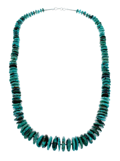 Wheel Turquoise Authentic Sterling Silver Bead Necklace SX10351