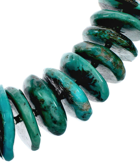 Wheel Turquoise Authentic Sterling Silver Bead Necklace SX10351