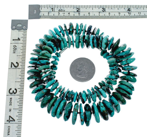Wheel Turquoise Authentic Sterling Silver Bead Necklace SX10351