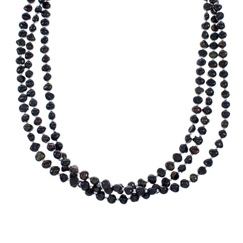 Sterling Silver Freshwater Pearl 3-Strand Bead Necklace SX10359