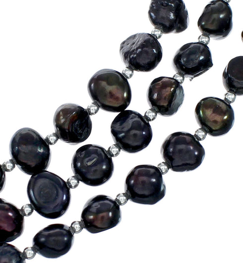 Sterling Silver Freshwater Pearl 3-Strand Bead Necklace SX10359