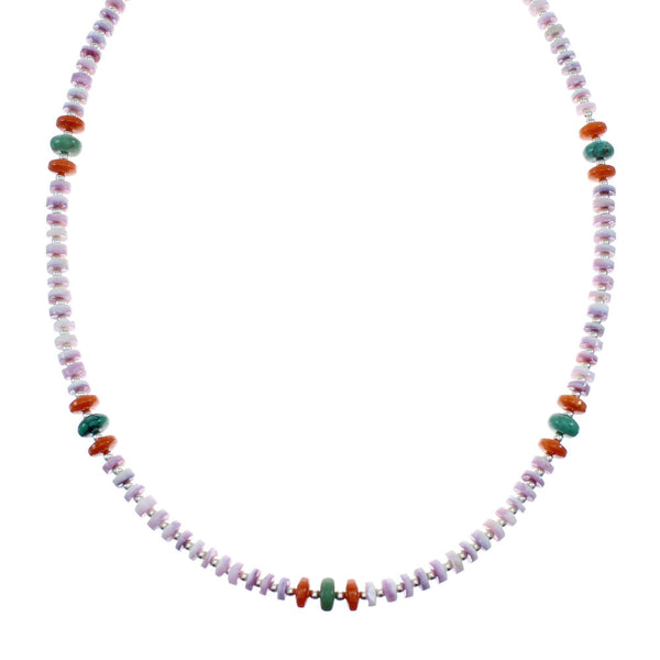 Multicolor Sterling Silver Navajo Bead Necklace SX10352