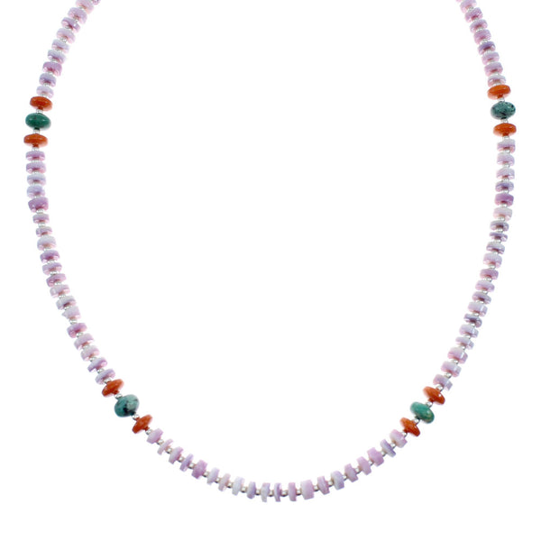 Navajo Multicolor Sterling Silver Bead Necklace SX10353