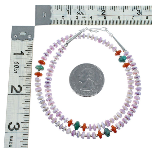 Navajo Multicolor Sterling Silver Bead Necklace SX10353