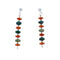 Turquoise And Coral Authentic Sterling Silver Navajo Bead Post Dangle Earrings SX10357