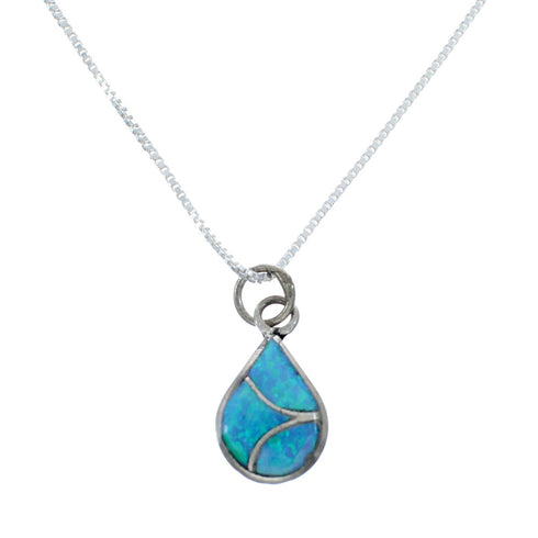 Zuni Opal Sterling Silver Pendant Italian Box Chain Necklace SX10202