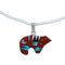 Multicolor Inlay Bear Pendant Sterling Silver Link Chain Necklace SX10208