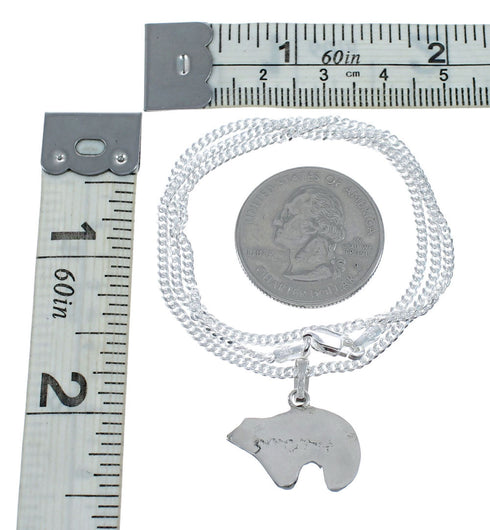 Multicolor Inlay Bear Pendant Sterling Silver Link Chain Necklace SX10208