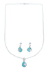 Zuni Turquoise And Mother Of Pearl Sterling Silver Pendant Italian Link Chain Necklace Set SX10210