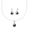 Zuni Multicolor Sterling Silver Pendant Italian Link Chain Necklace Set SX10211
