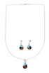 Zuni Multicolor Sterling Silver Pendant Italian Link Chain Necklace Set SX10211