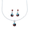 Zuni Multicolor Sterling Silver Pendant Italian Link Chain Necklace Set SX10212