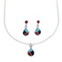 Zuni Multicolor Sterling Silver Pendant Italian Link Chain Necklace Set SX10212