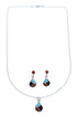 Zuni Multicolor Sterling Silver Pendant Italian Link Chain Necklace Set SX10212