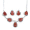 Sterling Silver Red Oyster Shell Navajo Indian Tear Drop Link Necklace Set SX10214