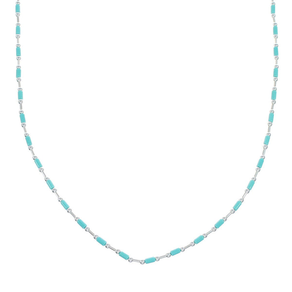 Hand Strung Liquid Silver Turquoise Necklace SX10206